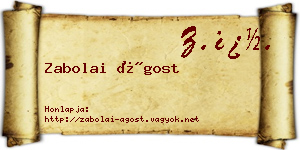 Zabolai Ágost névjegykártya